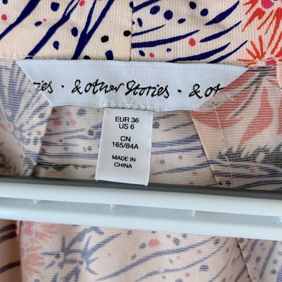& Other Stories Floral Shinjuki Blue Red V-Neck Asian Inspired Mini Dress Size 6 - Picture 10 of 10